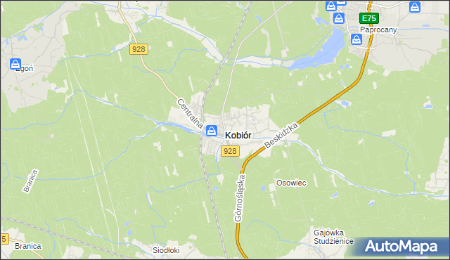 mapa Kobiór, Kobiór na mapie Targeo