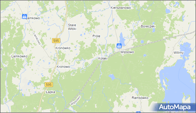 mapa Kołaki gmina Barczewo, Kołaki gmina Barczewo na mapie Targeo