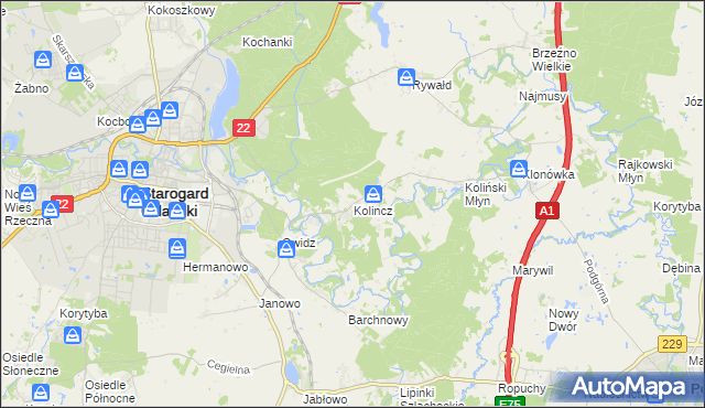 mapa Kolincz, Kolincz na mapie Targeo