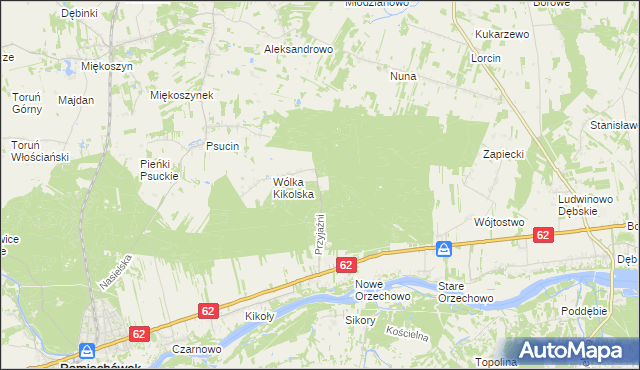 mapa Kolonia gmina Pomiechówek, Kolonia gmina Pomiechówek na mapie Targeo