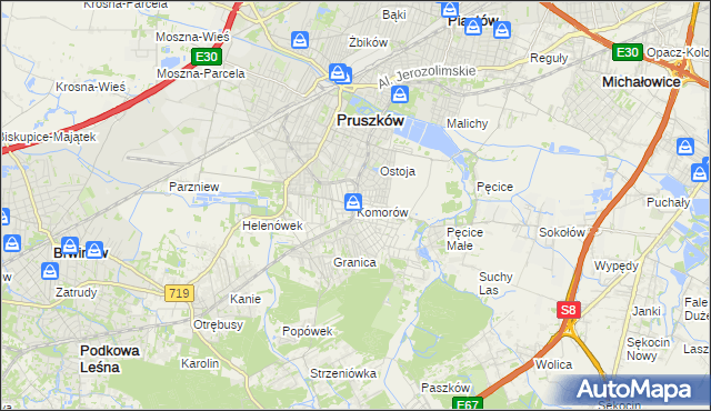 mapa Komorów gmina Michałowice, Komorów gmina Michałowice na mapie Targeo