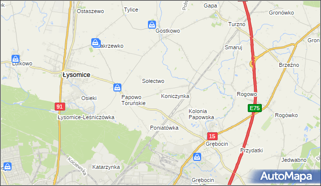 mapa Koniczynka, Koniczynka na mapie Targeo