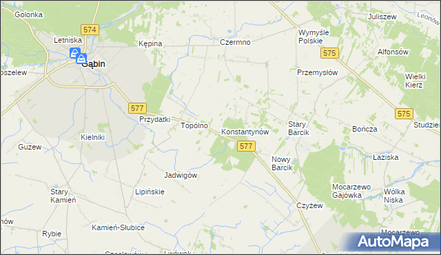 mapa Konstantynów gmina Gąbin, Konstantynów gmina Gąbin na mapie Targeo
