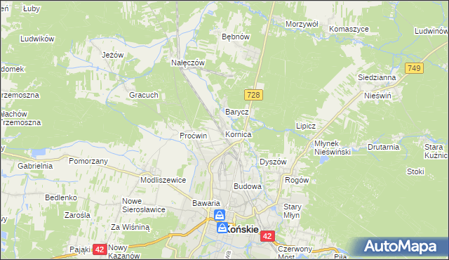 mapa Kornica, Kornica na mapie Targeo