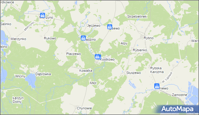 mapa Kostkowo gmina Gniewino, Kostkowo gmina Gniewino na mapie Targeo