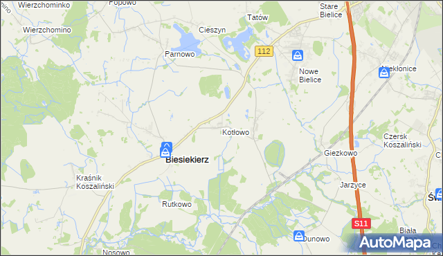 mapa Kotłowo gmina Biesiekierz, Kotłowo gmina Biesiekierz na mapie Targeo