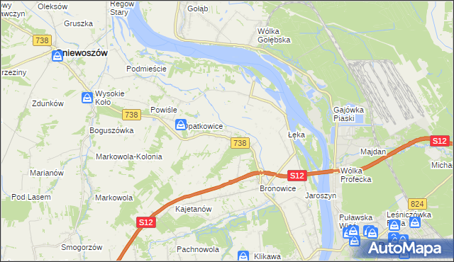 mapa Kowala gmina Puławy, Kowala gmina Puławy na mapie Targeo