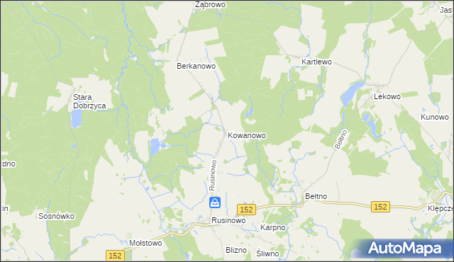 mapa Kowanowo gmina Świdwin, Kowanowo gmina Świdwin na mapie Targeo