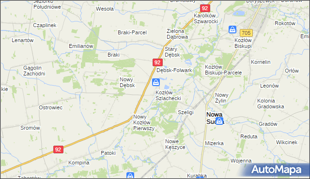 mapa Kozłów Szlachecki, Kozłów Szlachecki na mapie Targeo