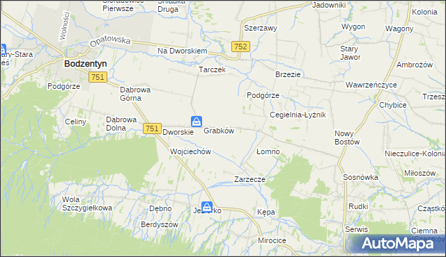 mapa Krajków gmina Pawłów, Krajków gmina Pawłów na mapie Targeo