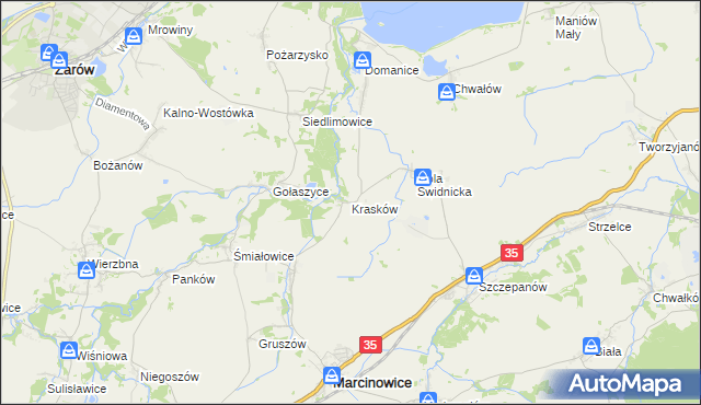 mapa Krasków gmina Marcinowice, Krasków gmina Marcinowice na mapie Targeo