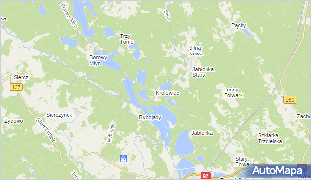 mapa Królewiec gmina Miedzichowo, Królewiec gmina Miedzichowo na mapie Targeo