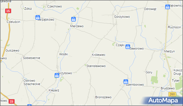 mapa Królewiec gmina Witkowo, Królewiec gmina Witkowo na mapie Targeo