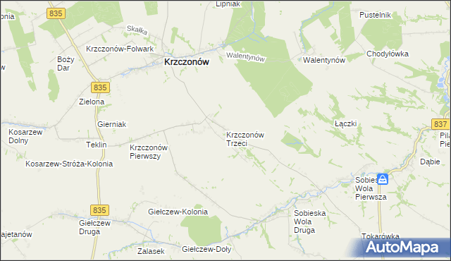 mapa Krzczonów Trzeci, Krzczonów Trzeci na mapie Targeo