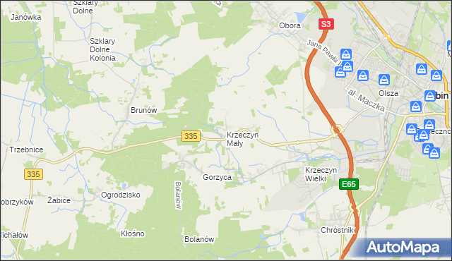 mapa Krzeczyn Mały, Krzeczyn Mały na mapie Targeo