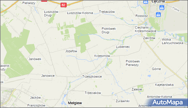 mapa Krzesimów, Krzesimów na mapie Targeo