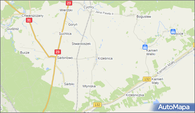 mapa Krześnica, Krześnica na mapie Targeo