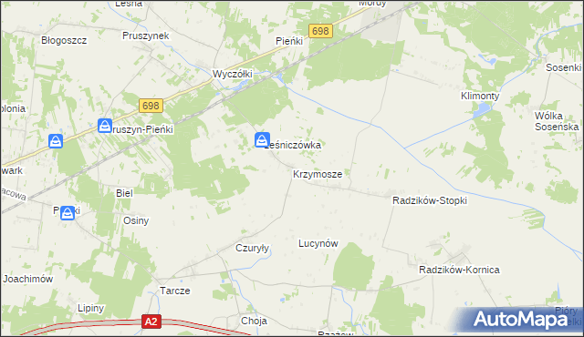 mapa Krzymosze, Krzymosze na mapie Targeo