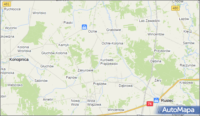 mapa Kurówek Prądzewski, Kurówek Prądzewski na mapie Targeo