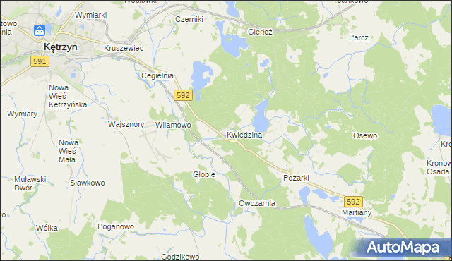 mapa Kwiedzina, Kwiedzina na mapie Targeo