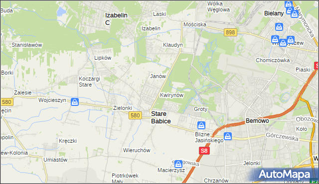 mapa Kwirynów gmina Stare Babice, Kwirynów gmina Stare Babice na mapie Targeo