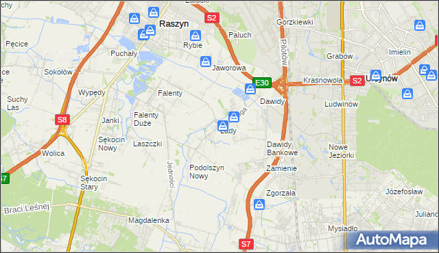 mapa Łady gmina Raszyn, Łady gmina Raszyn na mapie Targeo