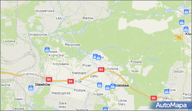 mapa Laski gmina Bolesław, Laski gmina Bolesław na mapie Targeo