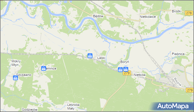 mapa Laski gmina Czerwieńsk, Laski gmina Czerwieńsk na mapie Targeo