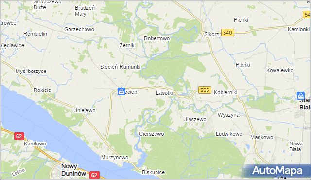 mapa Lasotki gmina Brudzeń Duży, Lasotki gmina Brudzeń Duży na mapie Targeo