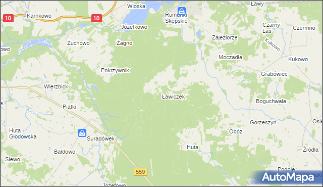 mapa Ławiczek, Ławiczek na mapie Targeo