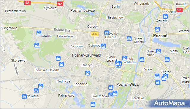 mapa Łazarz gmina Poznań, Łazarz gmina Poznań na mapie Targeo