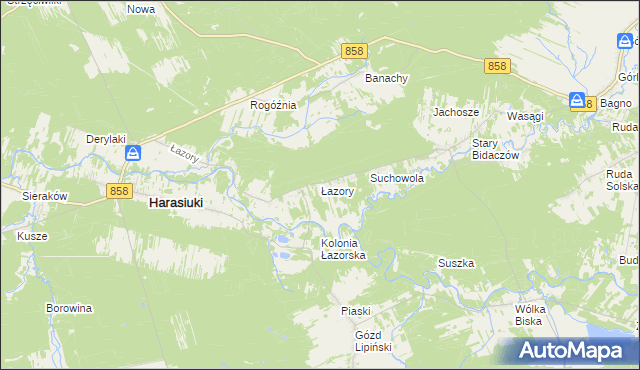 mapa Łazory, Łazory na mapie Targeo