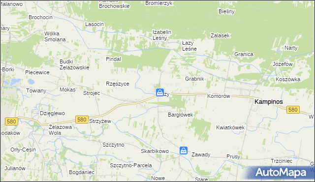 mapa Łazy gmina Kampinos, Łazy gmina Kampinos na mapie Targeo