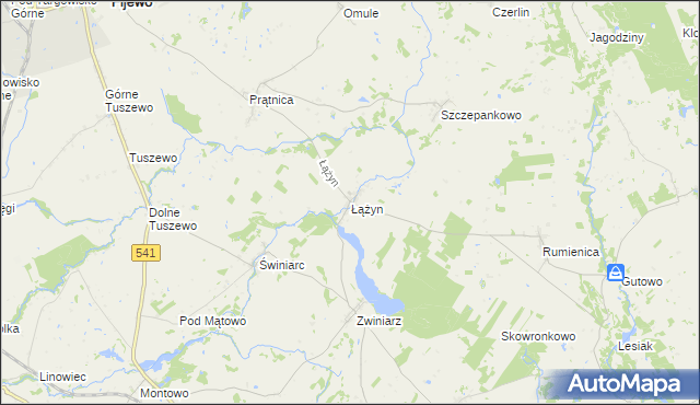 mapa Łążyn gmina Lubawa, Łążyn gmina Lubawa na mapie Targeo