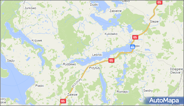 mapa Leśniki gmina Świętajno, Leśniki gmina Świętajno na mapie Targeo