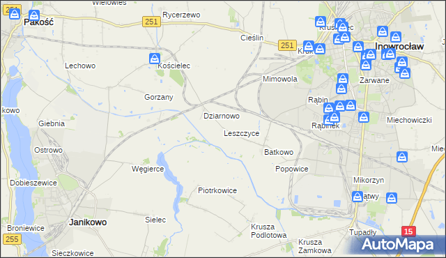 mapa Leszczyce, Leszczyce na mapie Targeo