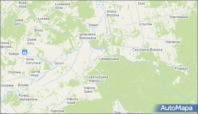 mapa Lewaszówka, Lewaszówka na mapie Targeo