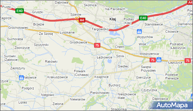 mapa Łężkowice, Łężkowice na mapie Targeo