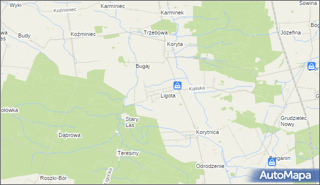 mapa Ligota gmina Raszków, Ligota gmina Raszków na mapie Targeo