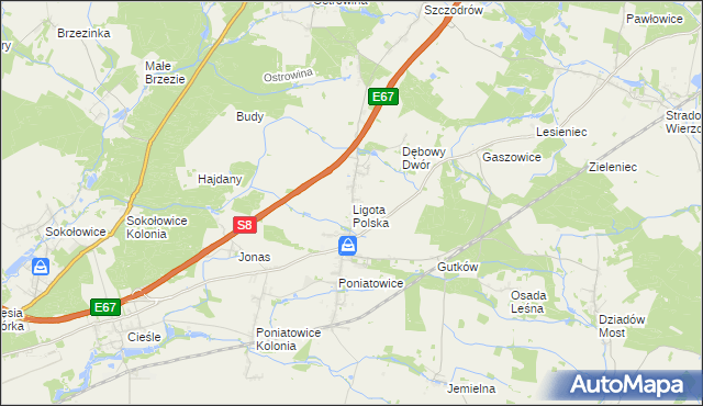 mapa Ligota Polska, Ligota Polska na mapie Targeo