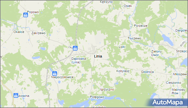 mapa Linia powiat wejherowski, Linia powiat wejherowski na mapie Targeo