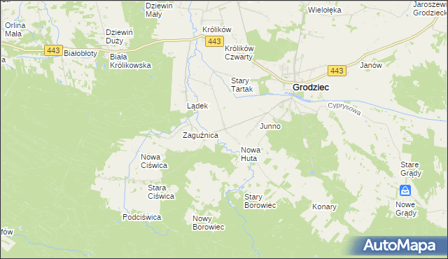 mapa Lipice gmina Grodziec, Lipice gmina Grodziec na mapie Targeo