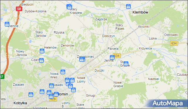 mapa Lipinki gmina Wołomin, Lipinki gmina Wołomin na mapie Targeo