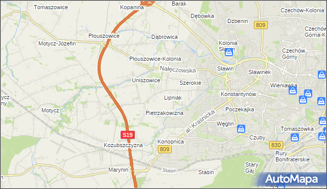 mapa Lipniak gmina Konopnica, Lipniak gmina Konopnica na mapie Targeo