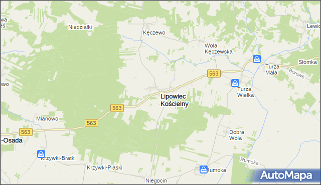 mapa Lipowiec Kościelny, Lipowiec Kościelny na mapie Targeo