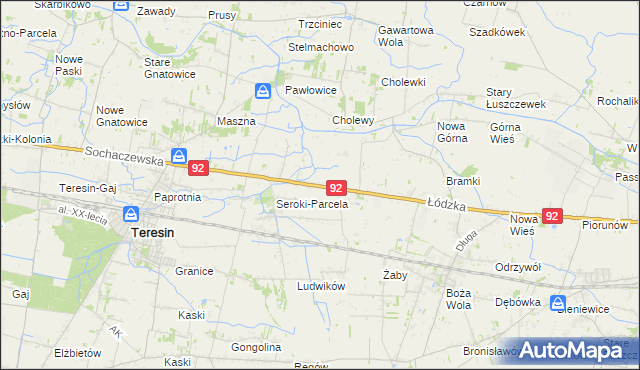 mapa Lisice gmina Teresin, Lisice gmina Teresin na mapie Targeo