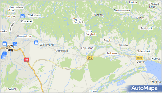 mapa Łopuszna, Łopuszna na mapie Targeo