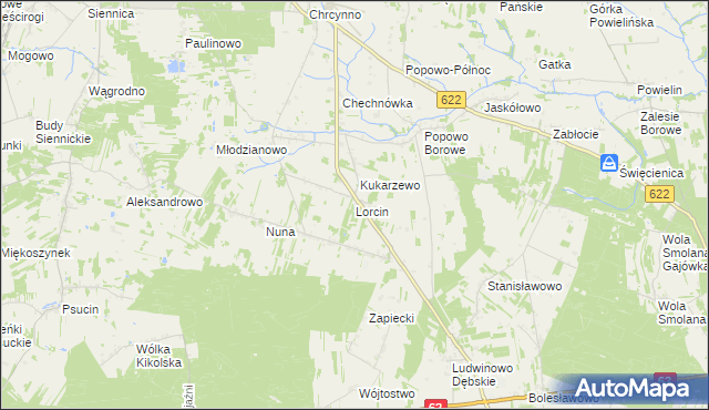 mapa Lorcin gmina Nasielsk, Lorcin gmina Nasielsk na mapie Targeo