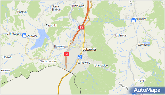 mapa Lubawka, Lubawka na mapie Targeo