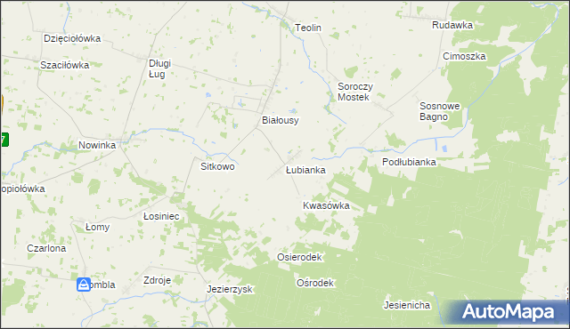 mapa Łubianka gmina Janów, Łubianka gmina Janów na mapie Targeo